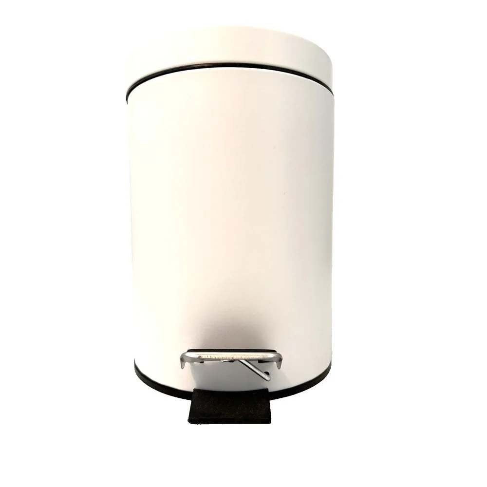 Small Metal White 2 Liter Step Trash Can with Removable Liner 9.5